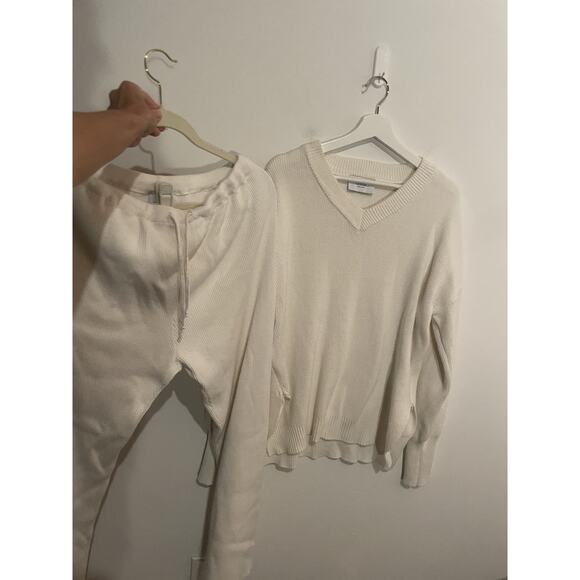 LEGOE HERITAGE RIB Crewneck And PANTS MATERNITY SIZE 1 WIDE LEG Off White - Picture 1 of 16
